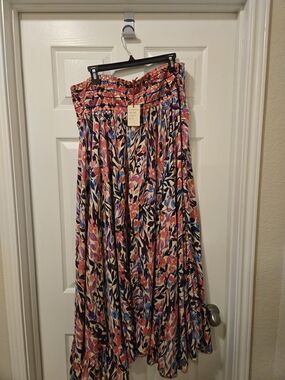 RAGA Floral Maxi Skirt in Pink, Blue & Black